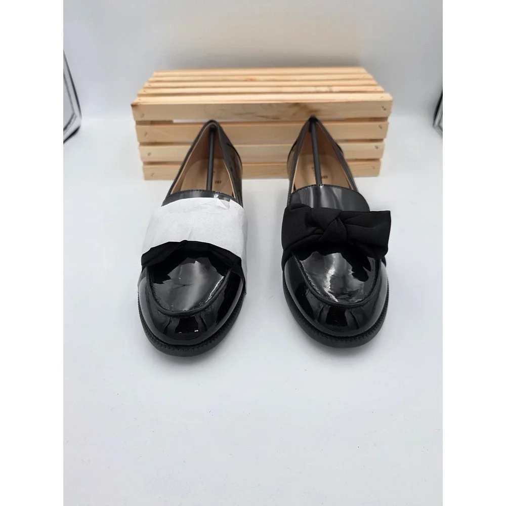 Bandolino Loafers Women 7.5W Black‎ Patent Bow Slip On Flat Shoes Professional